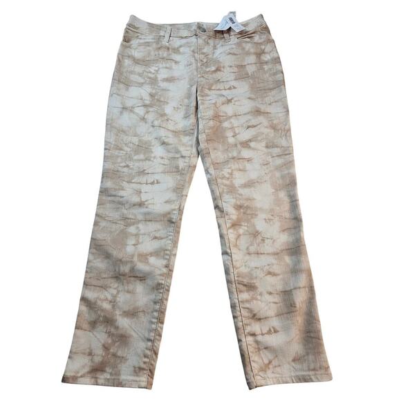 Chico's Pants - NWT Perfect stretch girlfriend slim leg ankle brown tie-dye grunge 0.5 (6) NEW